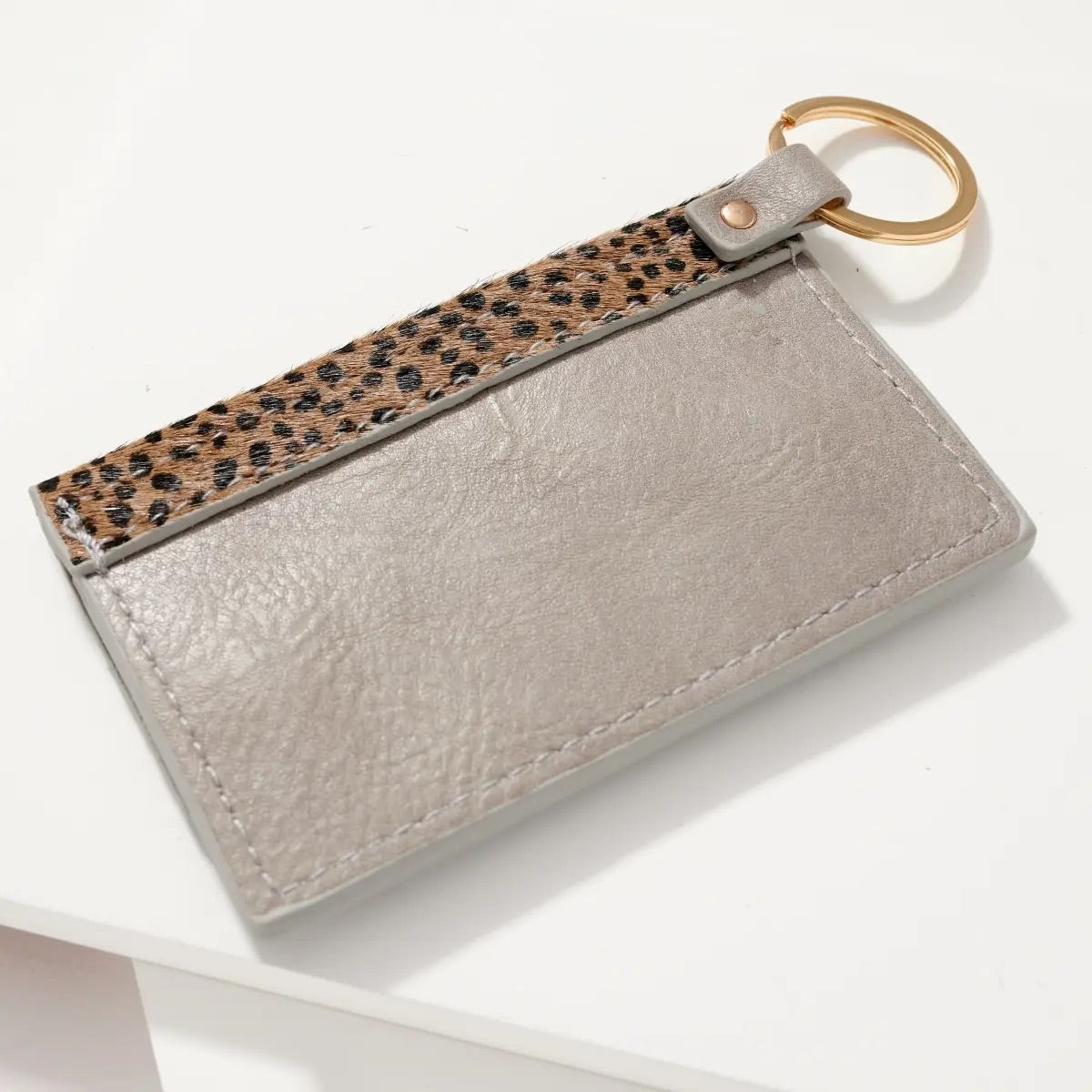 Animal Print Leather ID Pocket Key Chain Wallet - Cheetah